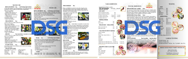 Menu spa